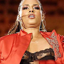 famous singer alicia keys shows her nipples on stage in seethrough bra